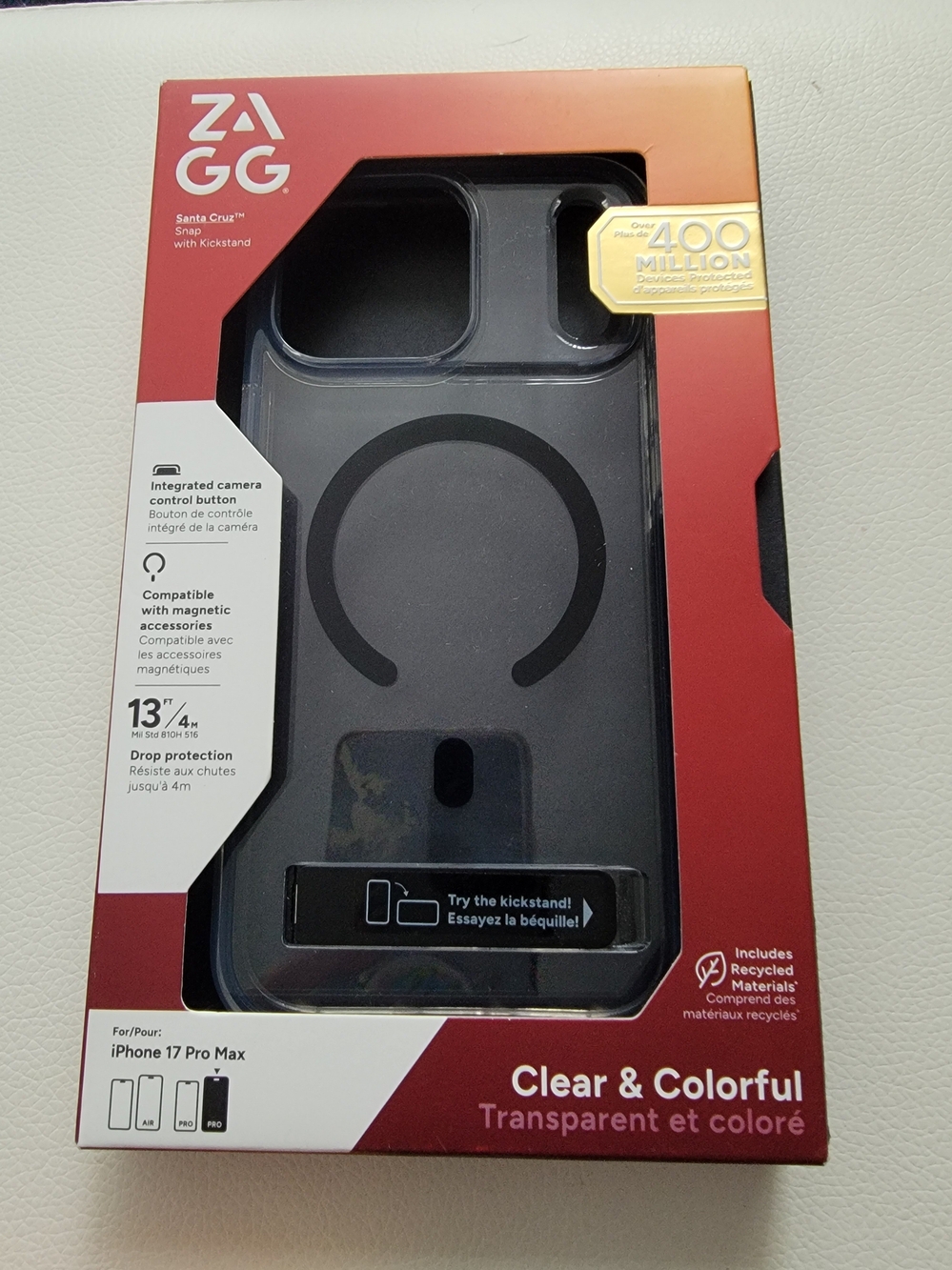Zagg Clear  Case for iPhone 17 Pro Max, w/Kickstand MINT Condition